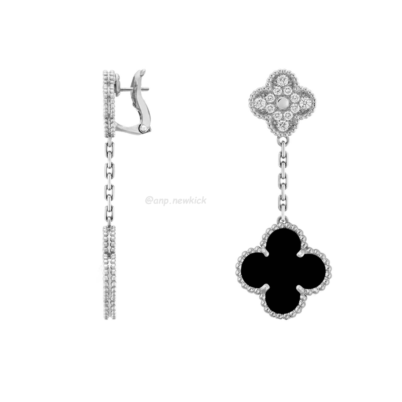 Van Cleef Arpels Magic Alhambra Earrings 2 Motifs 18k White Gold (4) - newkick.cc